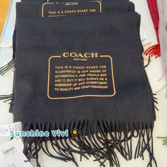 NWT COACH Unisex Embroidered Patch Cashmere Muffler Black CB685 - Picture 1 of 7